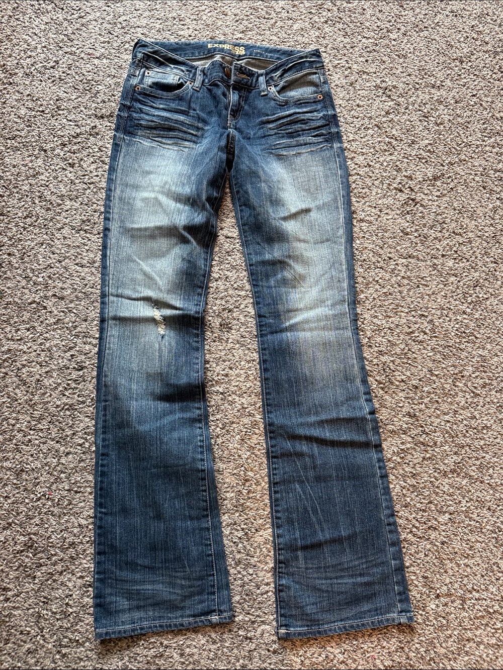 Express Women's Dark Blue Flared Jeans